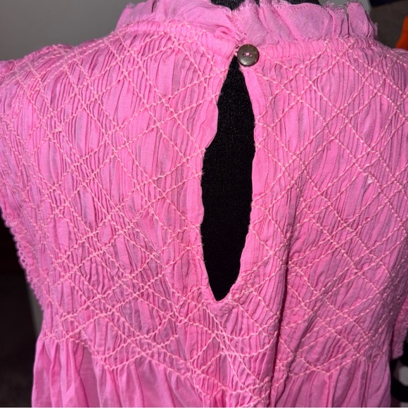 Free People Vibrant Pink Textured Dress Size Large Fully Lined Sleeveless - Picture 7 of 16